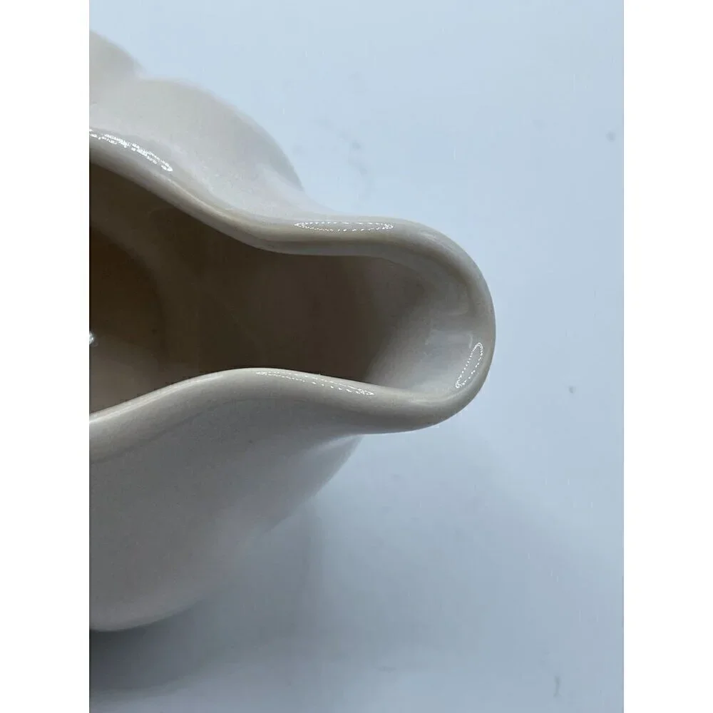 Pier 1 Hand Painted Stoneware Autumn Leaves Ribbed Handled Gravy Boat Creamware